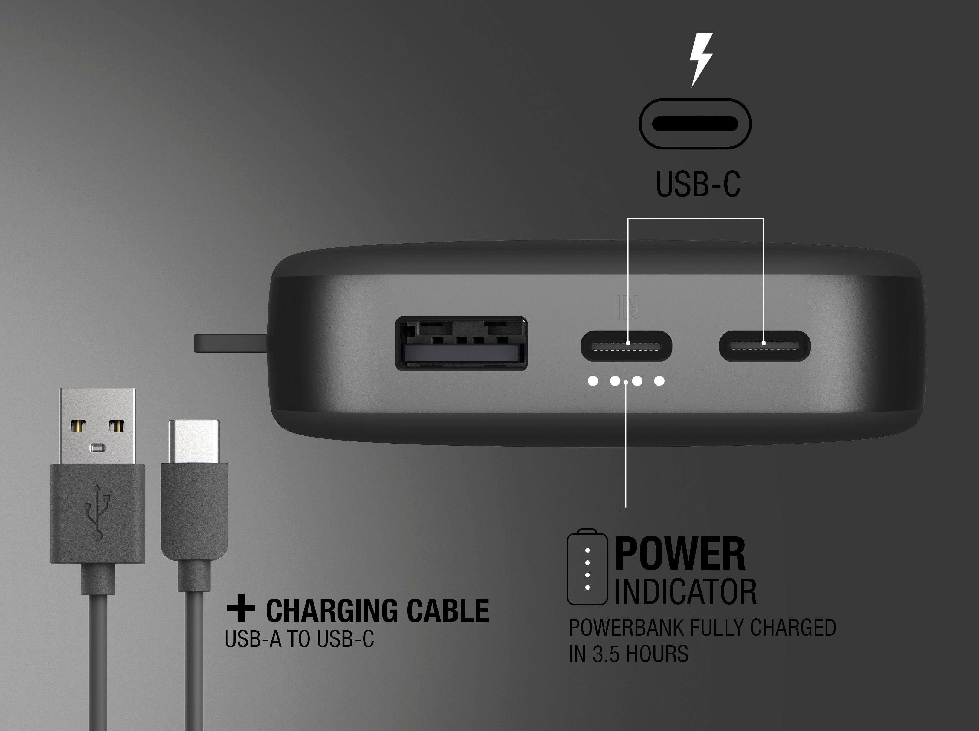 Ultra mit PD Power Rebel Fresh´n 20W & grau Fast Charge Powerbank Pack USB-C, 18000mAh