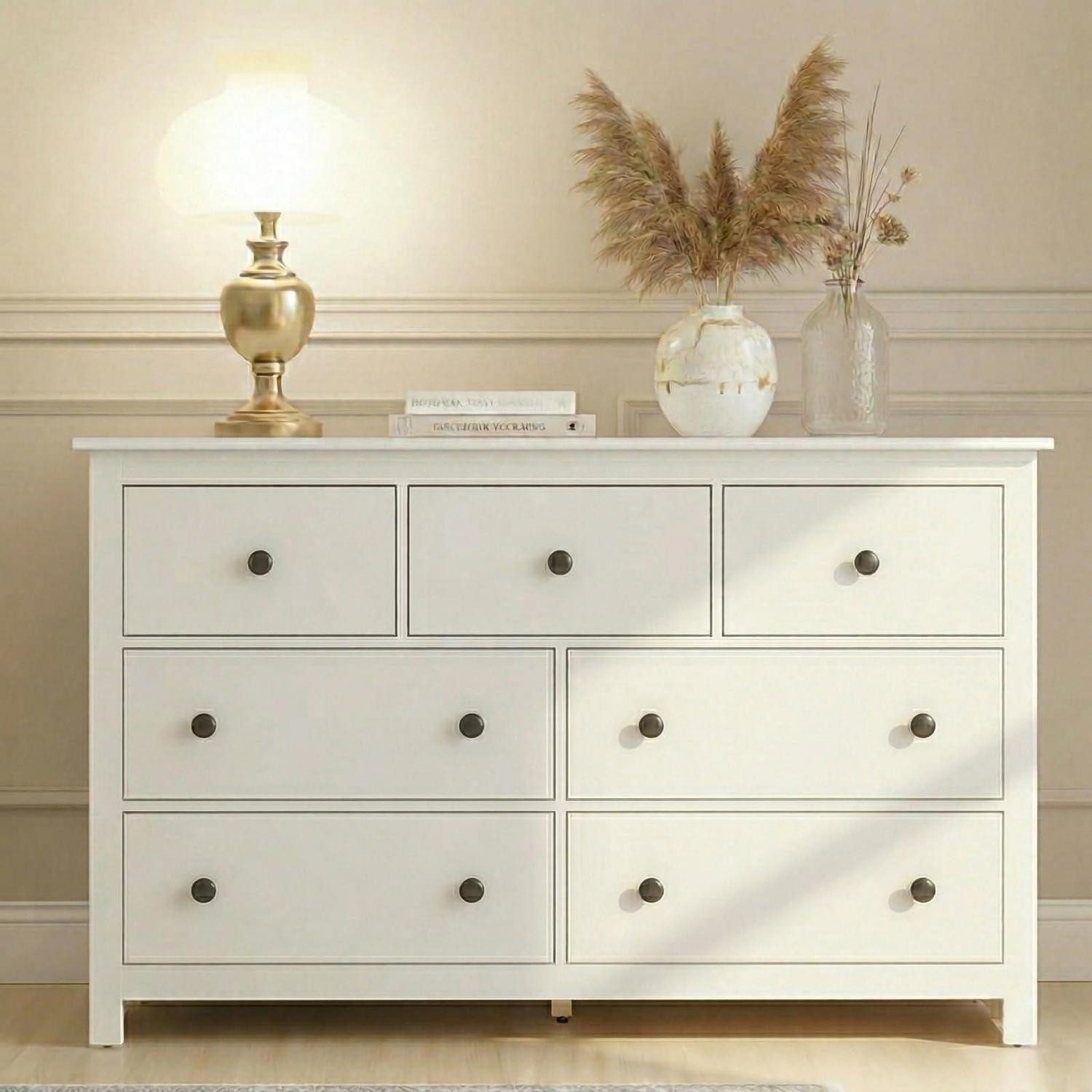 Sideboard Kommode 7 Schubladen 152cm Sideboard Stauraum Wohnzimmer Weiß
