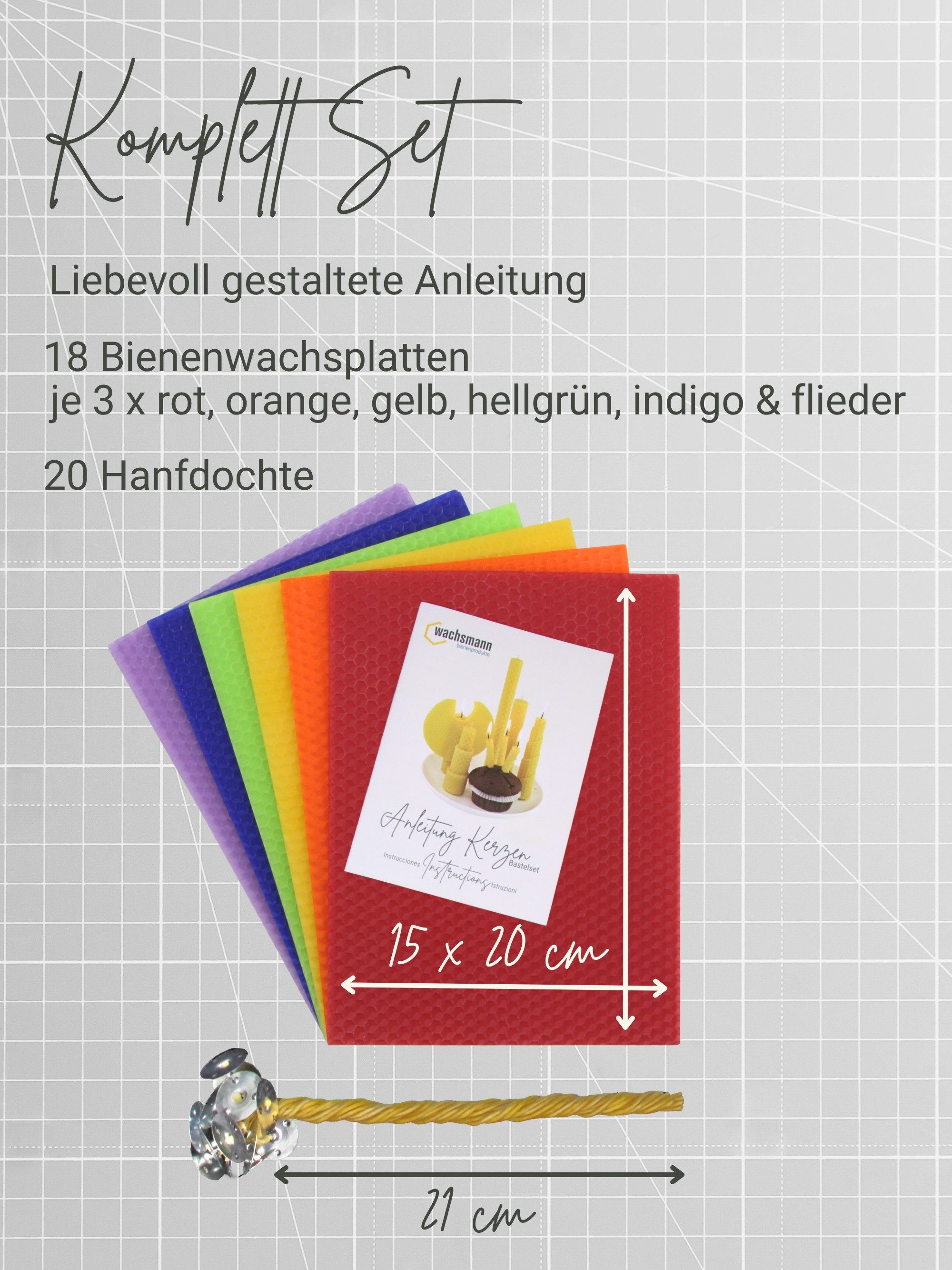 Wachsmann Bienenprodukte Bienenwachskerze Bastelset Regenbogen, (100% Bienenwachs aus Deutschland)