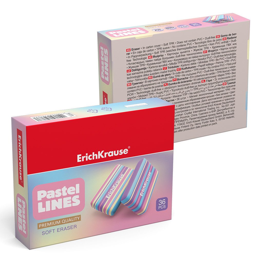 Erich Krause Radiergummi, Radiergummi weich 4,4 x 2,5 x 1 cm Pastellfarben 1 Stück