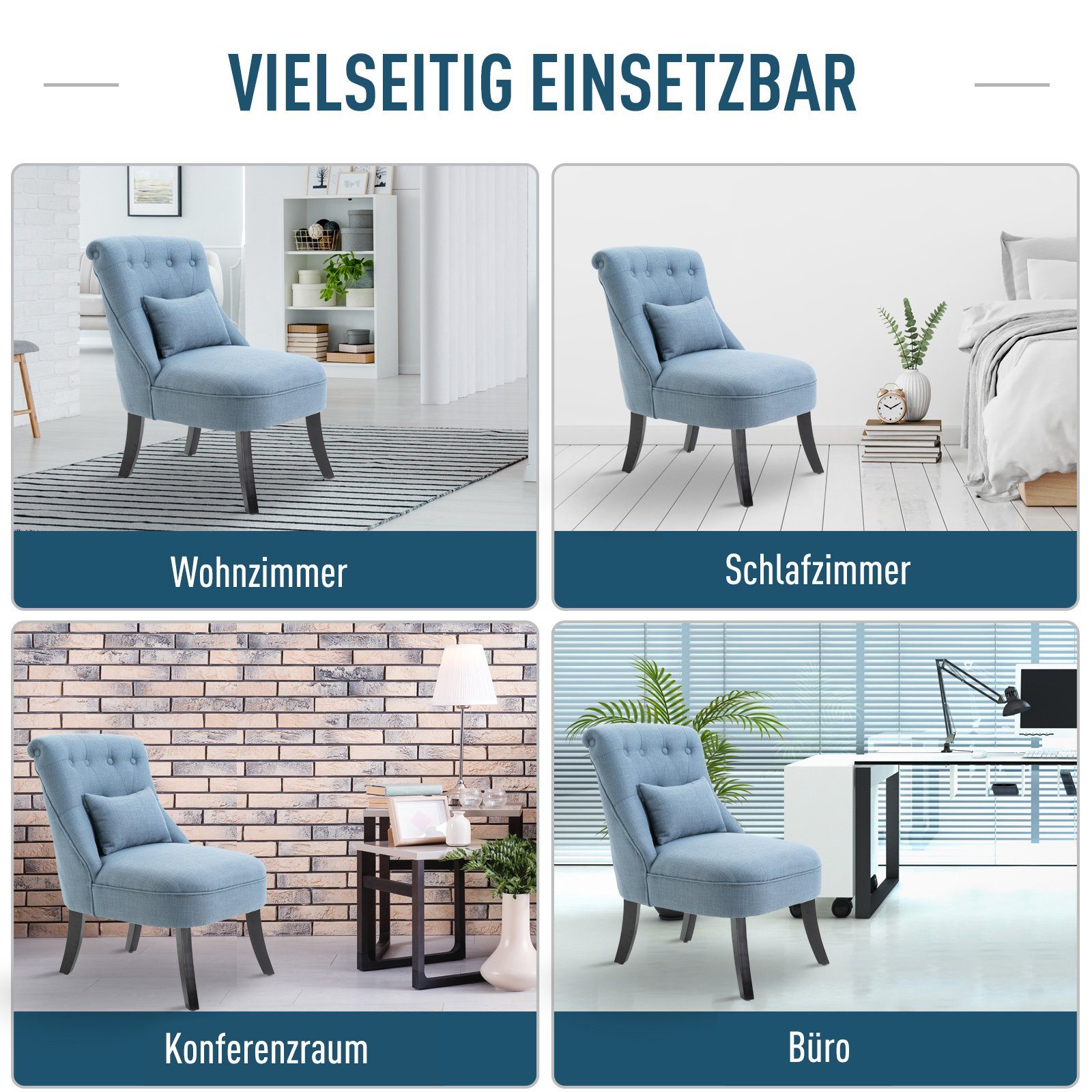 Rückenkissen Sessel HOMCOM Relaxsessel mit blau