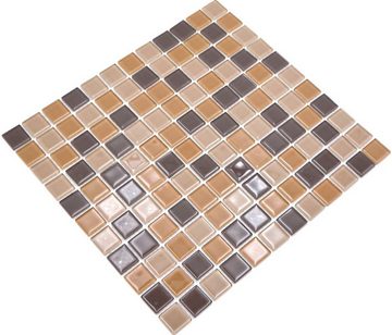 Mosani Mosaikfliesen Mosaik Fliesen Glasmosaik beige braun coffee BAD WC Küche WAND