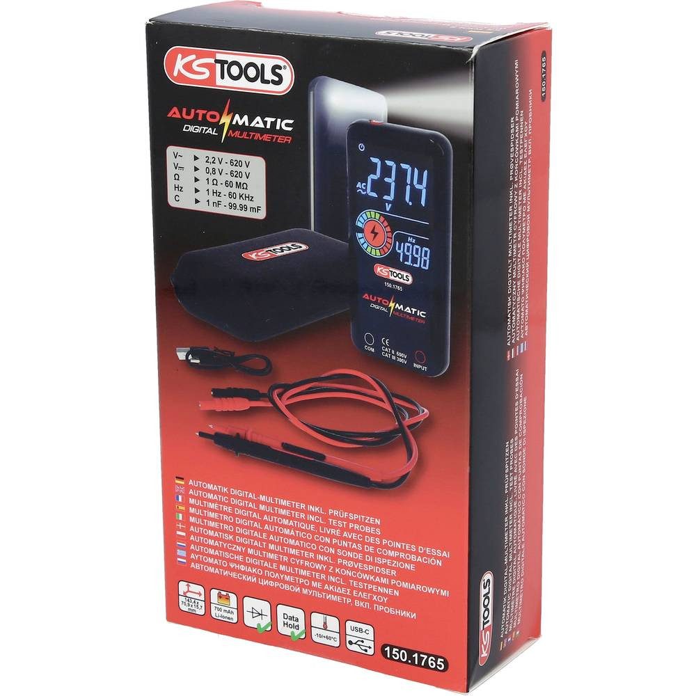 KS Tools Multimeter Automatik Digital-Multimeter inkl. Prüfspitzen 150.1765