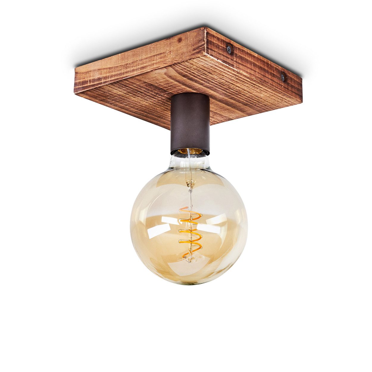 hofstein Deckenleuchte »Mesoraca« Deckenlampe aus Holz und Metall in Hellbraun und Schwarz, ohne Leuchtmittel, im offenen Design, 1xE27