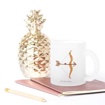 Mr. & Mrs. Panda Teeglas Sternzeichen Schütze - Transparent - Geschenk, Teetasse aus Glas, Asz, Premium Glas, Liebevolles Design