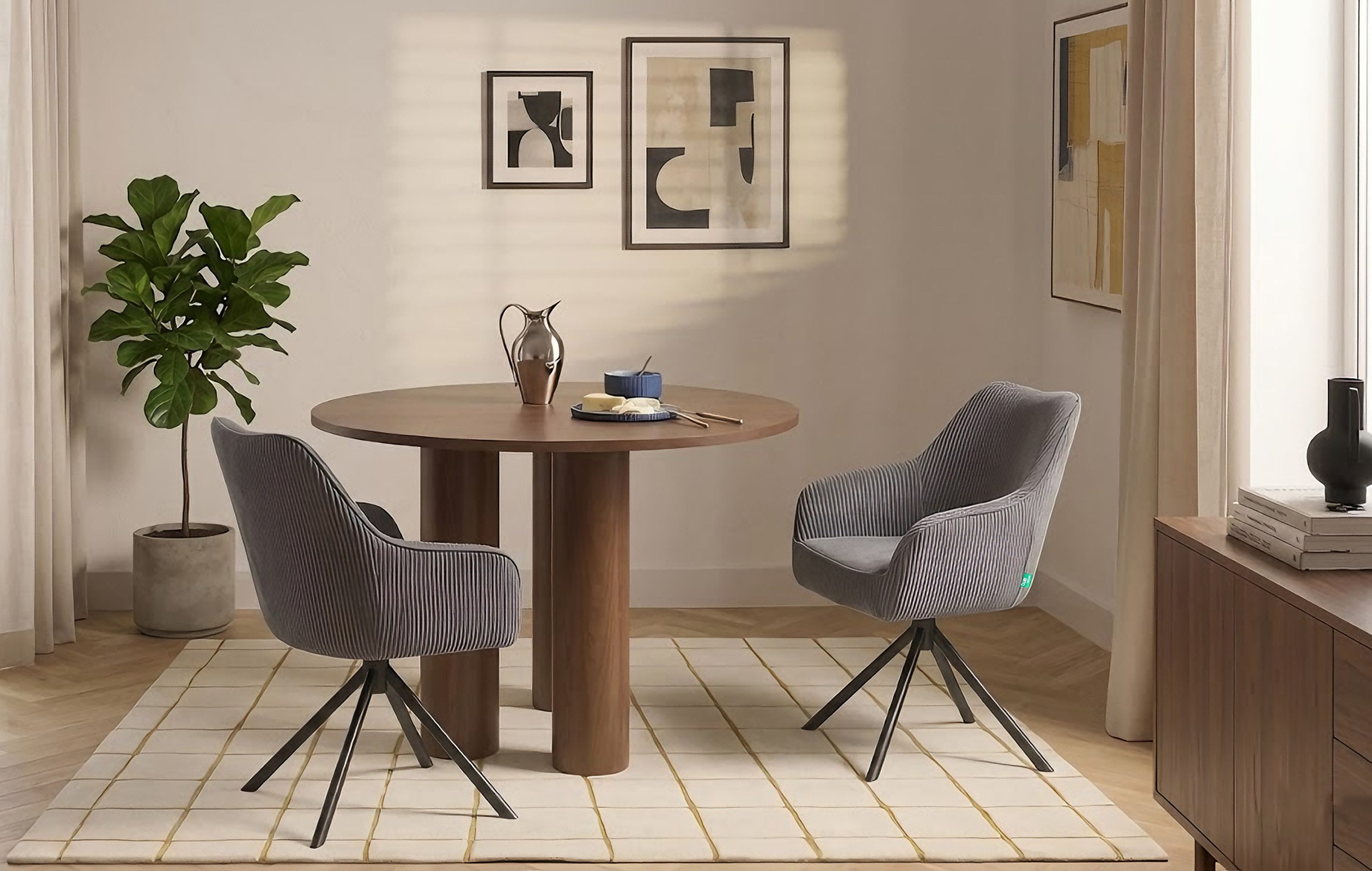 DUBI Möbel Polsterstuhl Mika-Maya, Federkern, pulverbeschichtet, 360° drehbar im 2er-Set