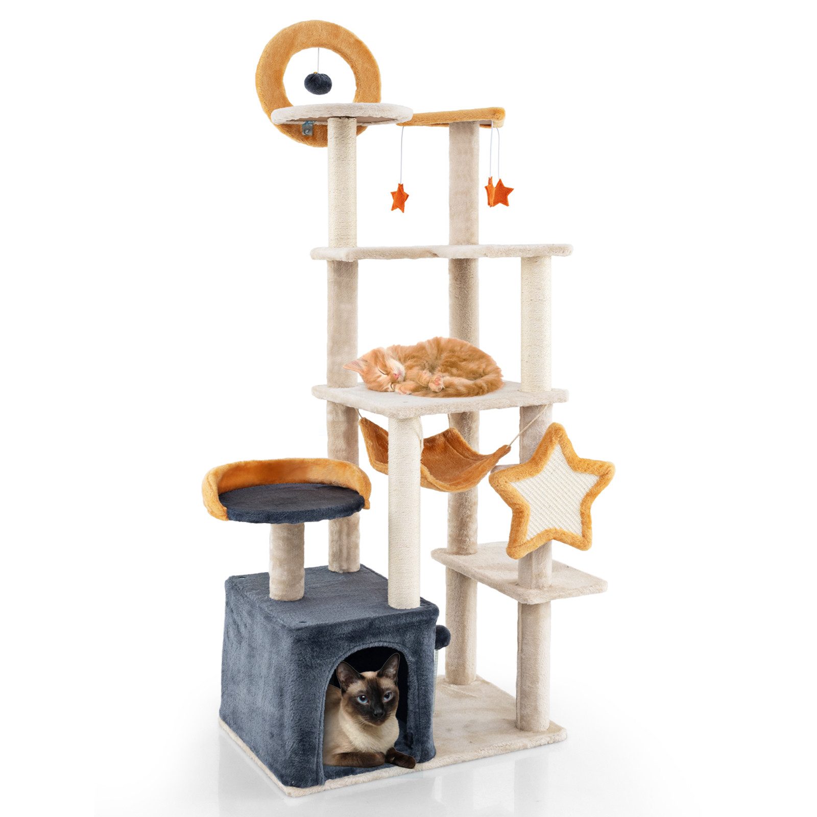 COSTWAY Kratzbaum, Katzenbaum, mehrstöckig, 160cm hoch