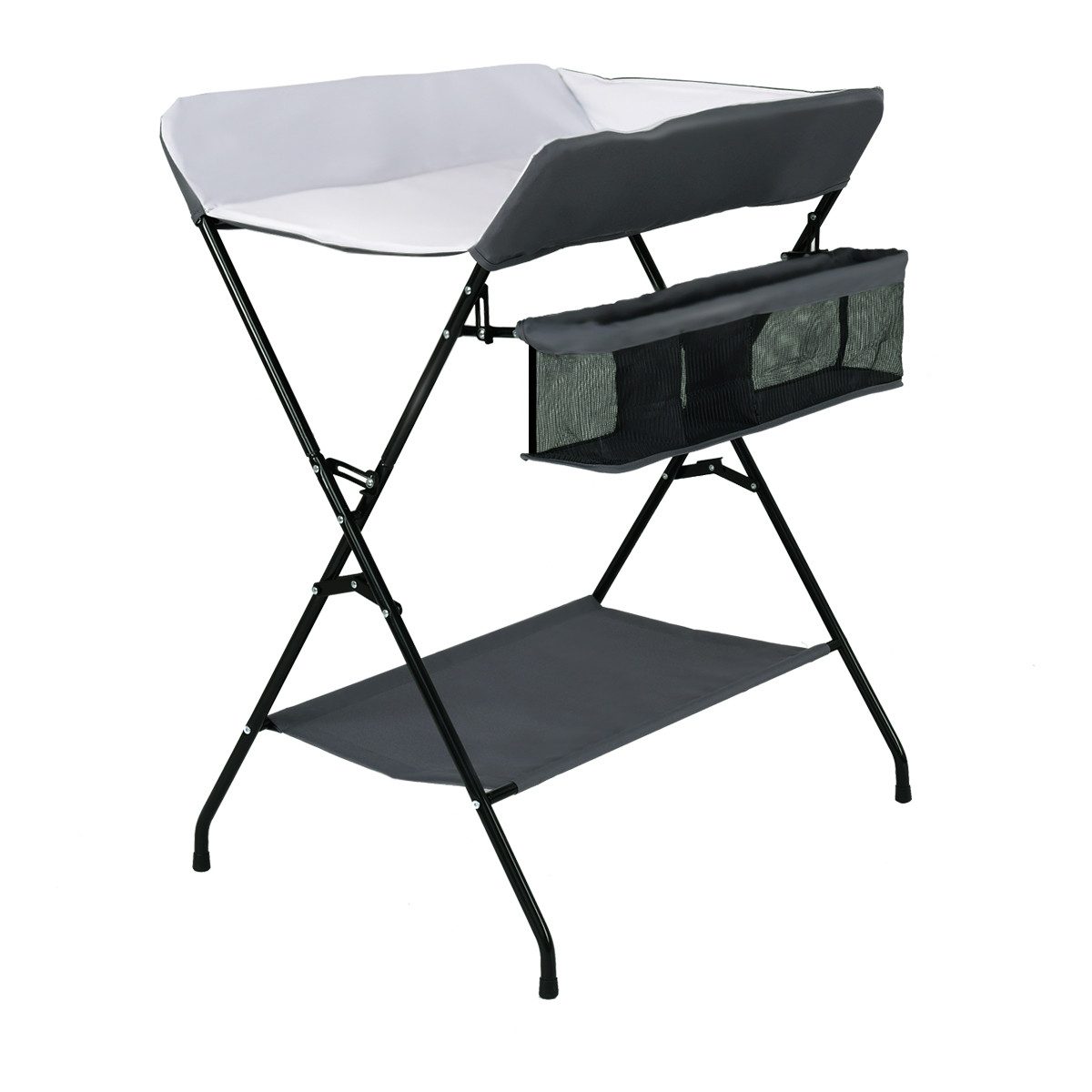 COSTWAY Wickeltisch Wickelkombination, Wickelkombi, mit Aufbewahrungskorb, Grau