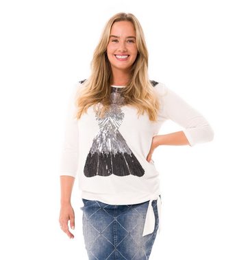 Sarah Kern T-Shirt 3/4-Arm-Shirt koerpernah mit Paillettenapplikationen