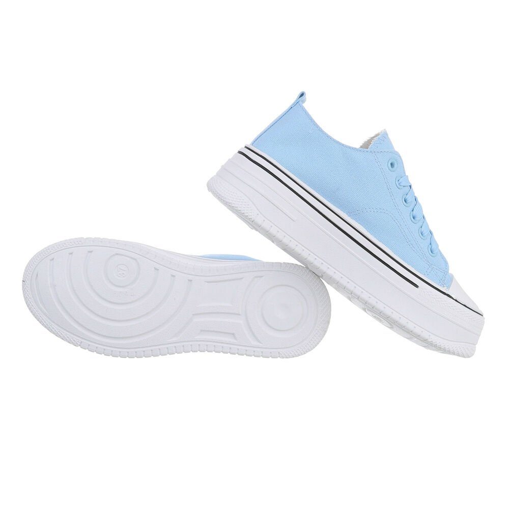 Ital-Design Damen Low-Top Hellblau Flach Hellblau, Sneakers Freizeit in Weiß Low Sneaker