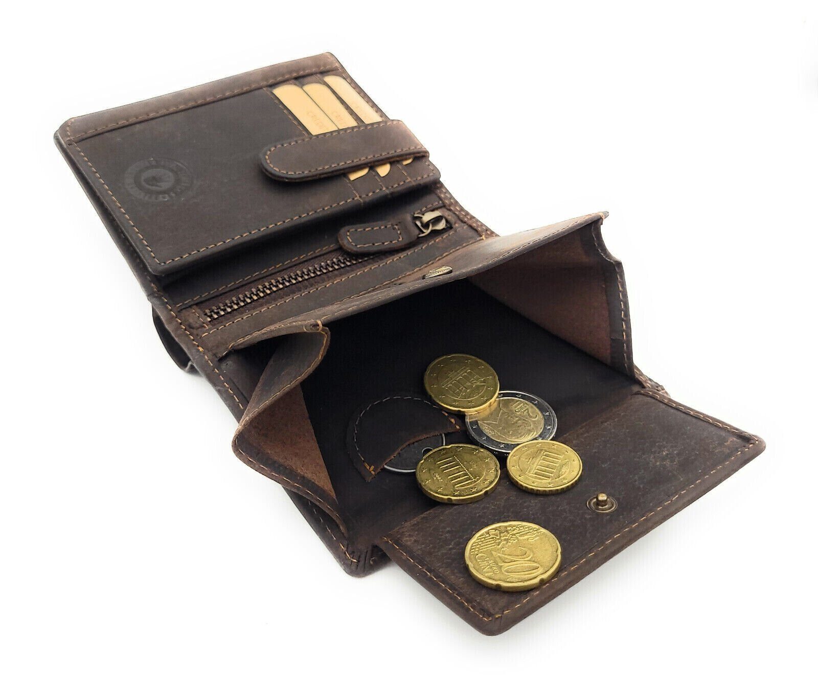 JOCKEY Husky, geprägten echt Geldbörse und Portemonnaie Leder mit RFID Geldbeutel CLUB Huskies mit Pfotenabdrücken Schutz