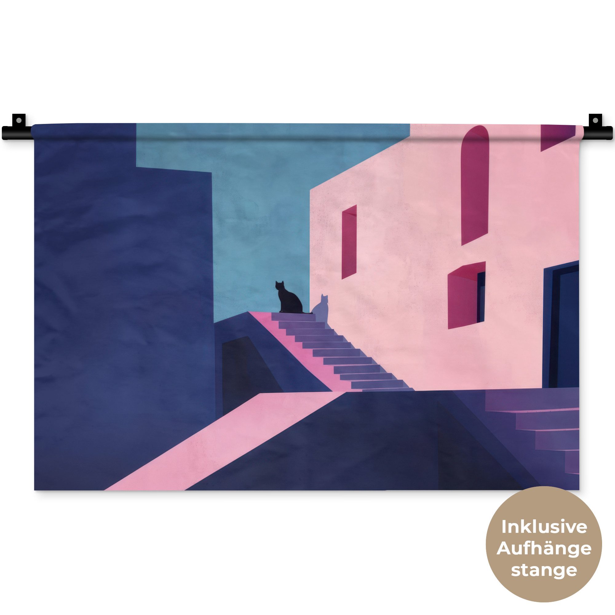 Katze - Treppe - Gebäude - Schattenkontraste