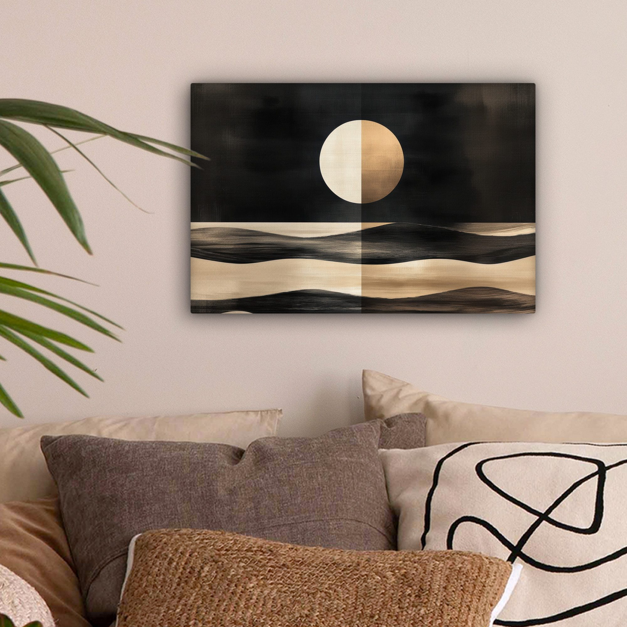 OneMillionCanvasses® Leinwandbild Mond - Kreis - Gold, Fotodruck (1 St), Le günstig online kaufen