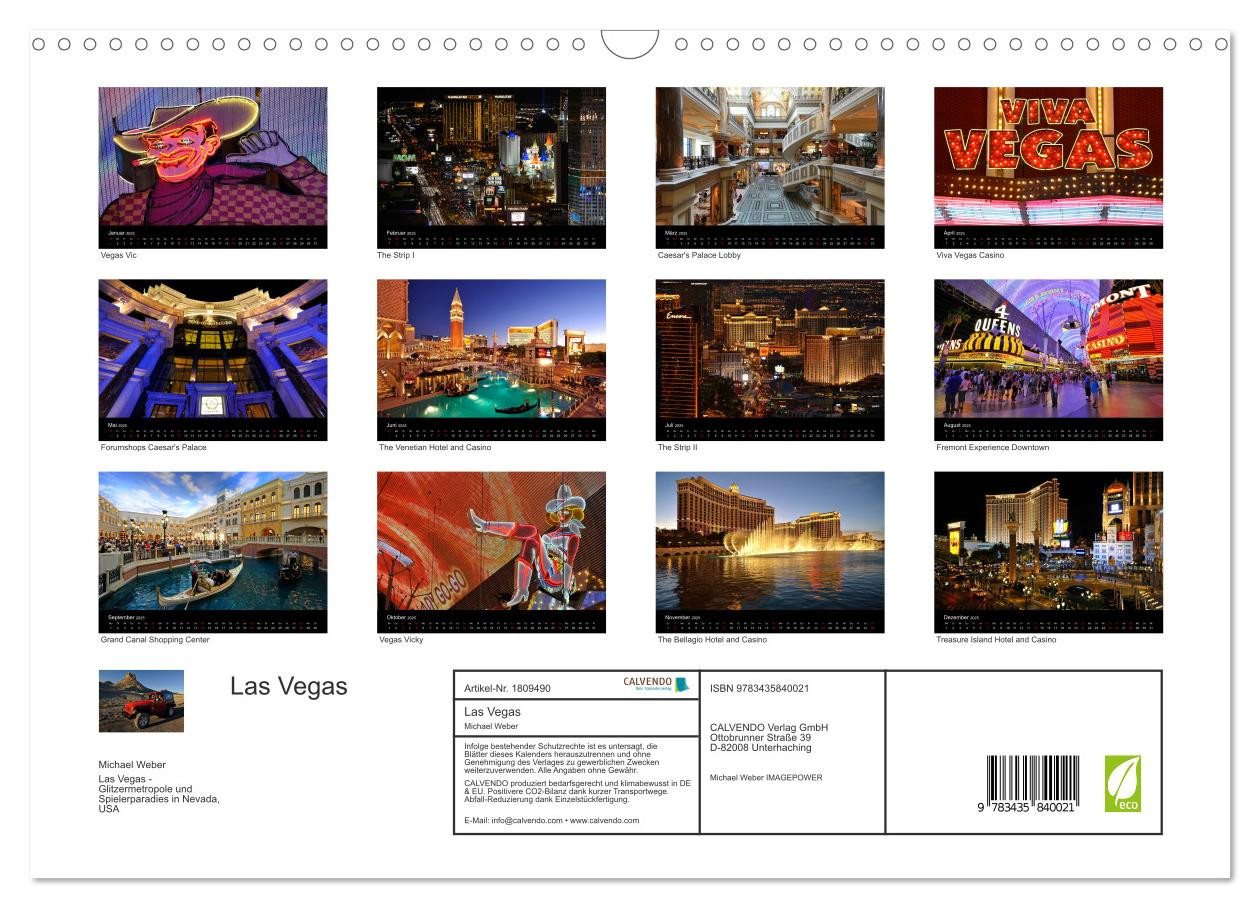 Thumbnail - CALVENDO Wandkalender Las Vegas (Wandkalender 2025 DIN A3 quer), CALVENDO Monatskalender