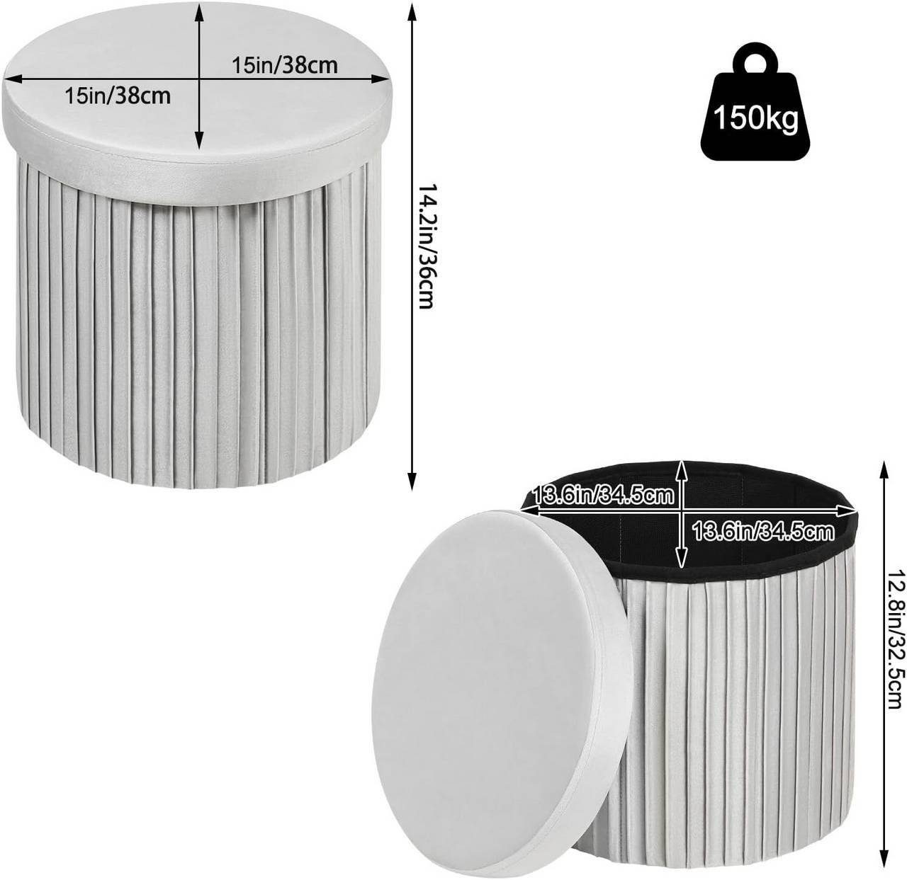 Woltu Sitzhocker (1 St), mit Deckel Stauraum, faltbar gepolstert, Velvet