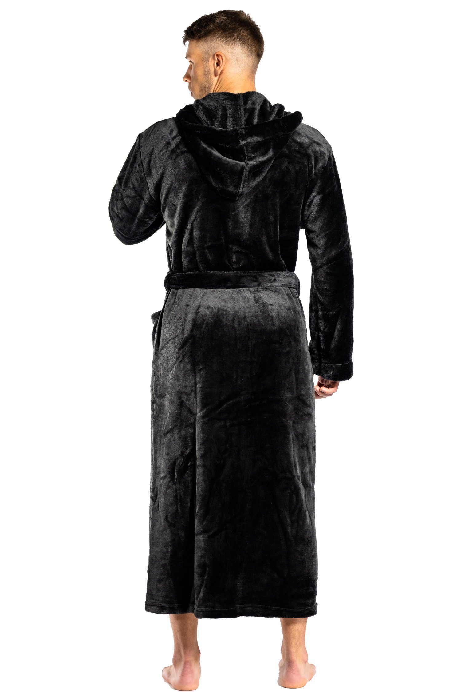 Di Ficchiano Bademantel Di Ficchiano Unisex Herren Damen Bademantel mit Kapuze I Größen XXS -, Polyester, Kapuze, Bindegürtel