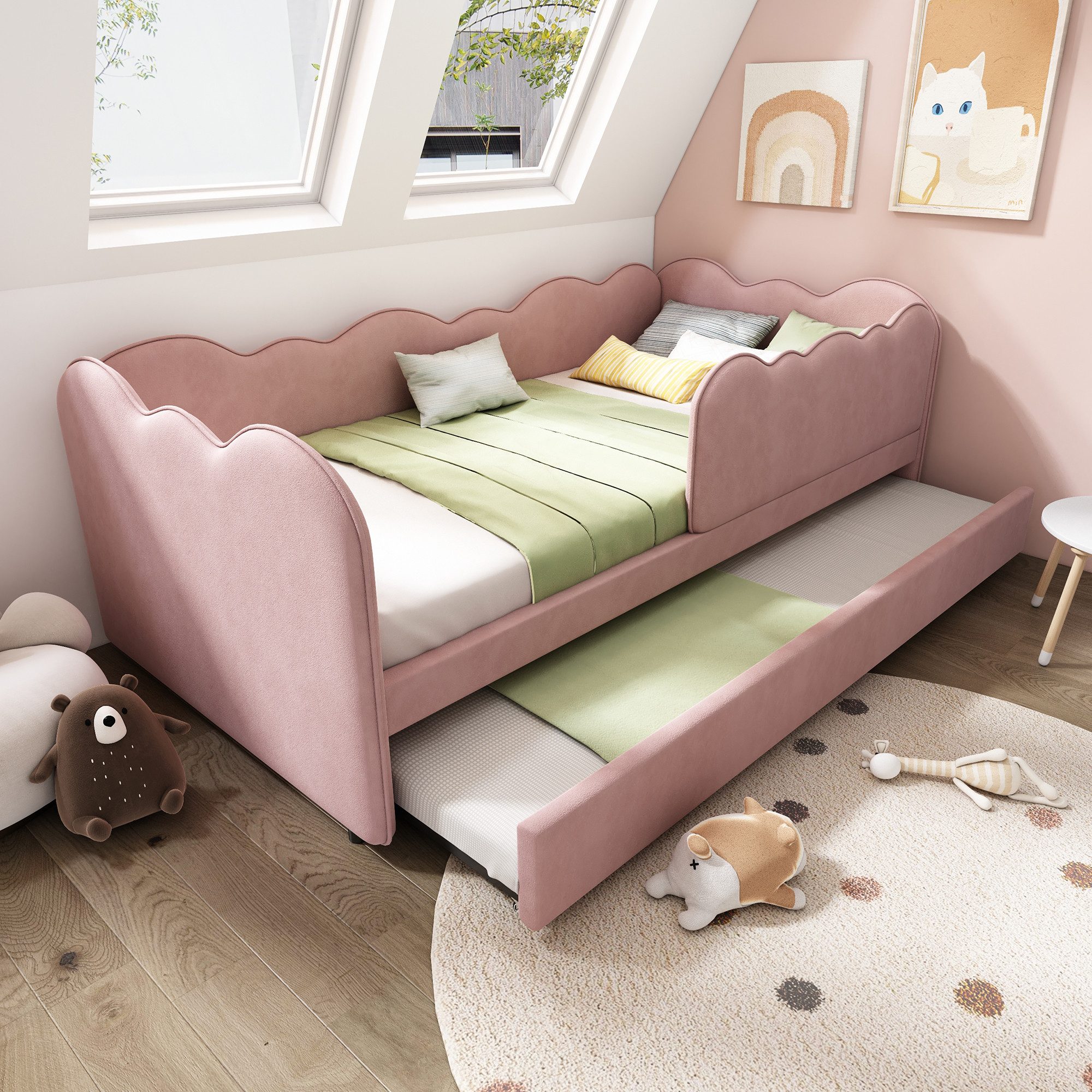 i@home Kinderbett mit Ausziehbett, Tagesbett Sofa Bett mit Lattenrost, 90x1 günstig online kaufen