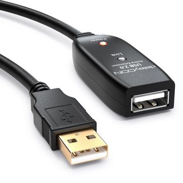 deleyCON 20m USB 2.0 Verlängerungskabel Aktiv Verlängerung Kabel Repeater USB-Kabel