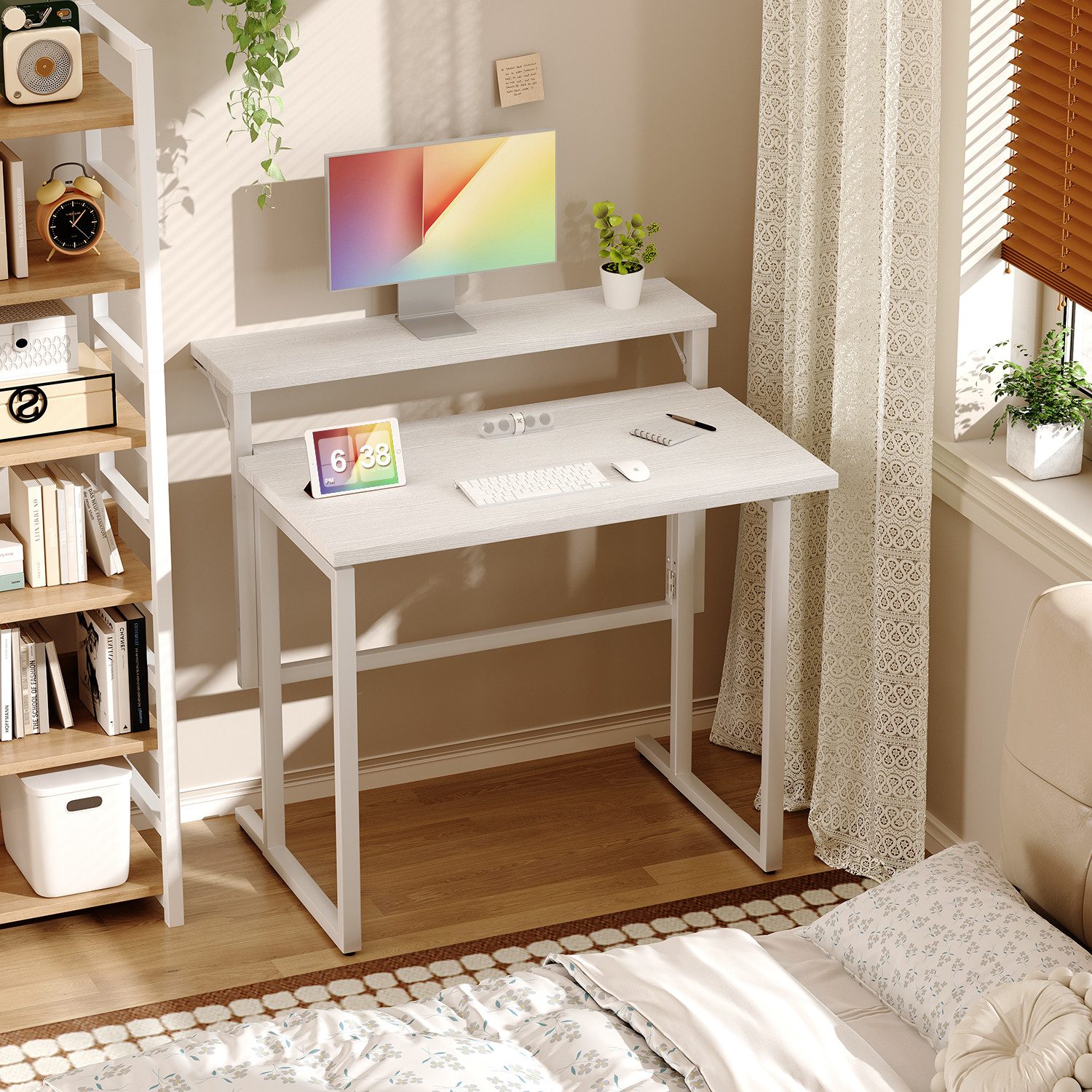 HOMALL Schreibtisch Klappbarer Schreibtisch mit Monitorhalterung Gaming-Schreibtisch (80 cm breiter mehrstufiger Notebook-Schreibtisch, bequem zusammenklappbar) – Bild 3 von 5