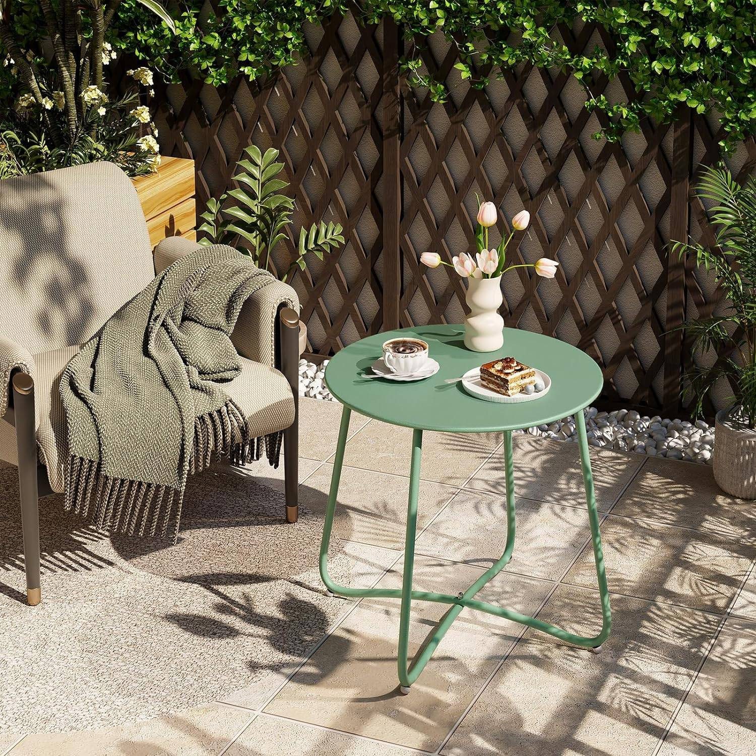 EUGAD Beistelltisch (1-St), rund, Balkontisch Gartentisch, aus Metall, φ48x günstig online kaufen