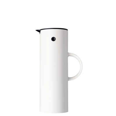 Stelton Isolierkanne EM77, 1 l, Weiß, mit Glaseinsatz, Kippverschluss und Schraubdeckel