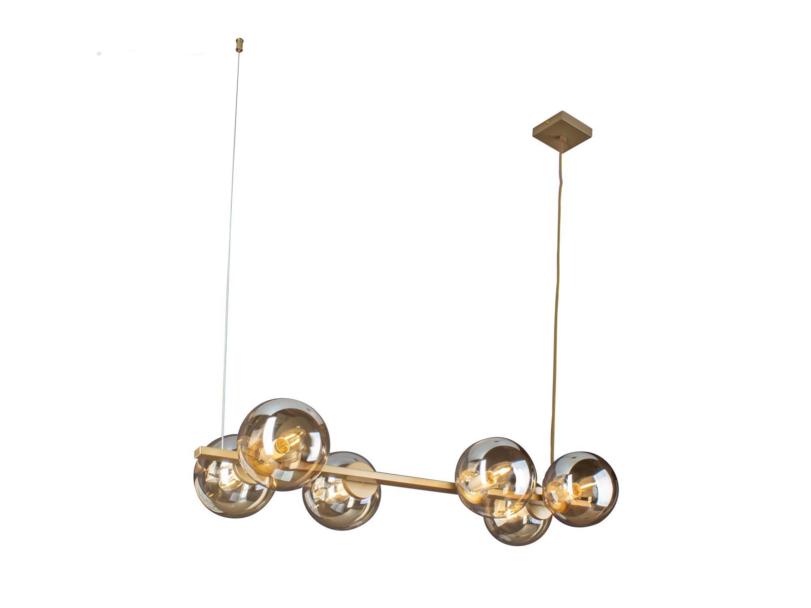 ECO-LIGHT LED Pendelleuchte, Dimmfunktion, LED wechselbar, Warmweiß, ausgefallene Balken-lampe für Esstisch hängend, 6x Glas-kugel, Gold-en. Reduzierter Preis € 159,49. Unverbindliche Preisempfehlung € 246,94