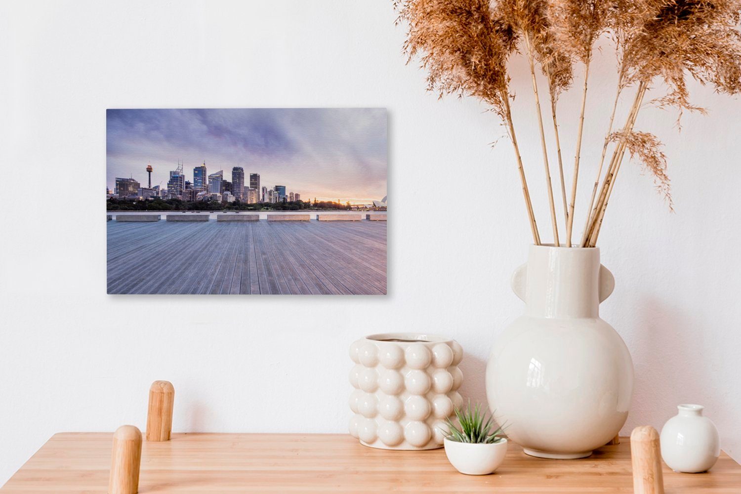 Lila-Tönen, Die Leinwandbild OneMillionCanvasses® Wandbild Skyline Leinwandbilder, von (1 cm in St), Sydney 30x20 Wanddeko, Aufhängefertig, schönen