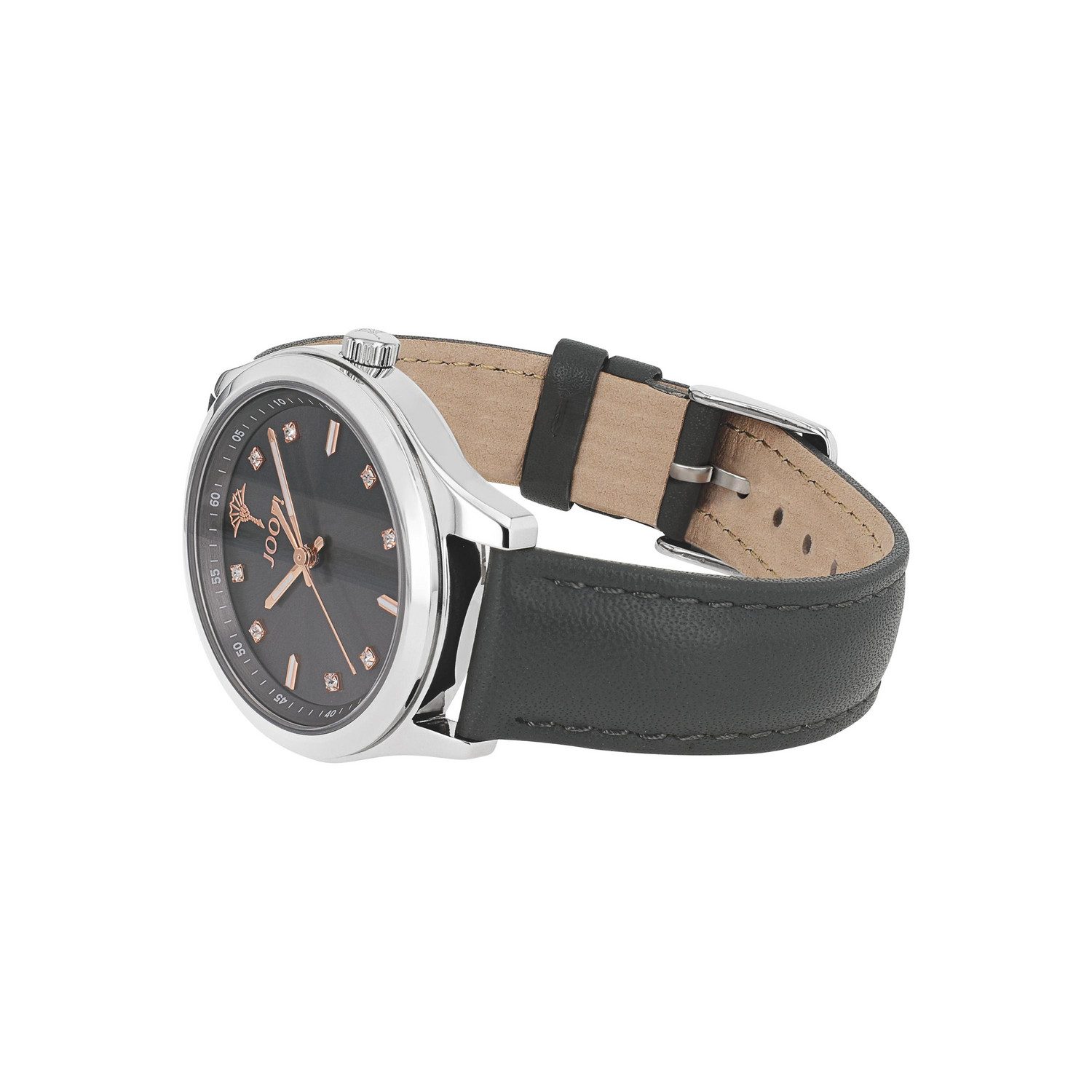 JOOP! Quarzuhr 2040164, Armbanduhr, Damenuhr, Lederarmband, analog, Kristallsteine