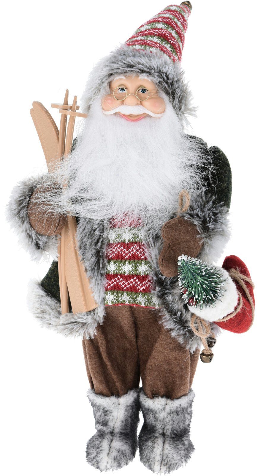 Koopman Weihnachtsfigur Weihnachtsmann Figur 43 cm Braun mit Skier (1 St), Weihnachtsmann, Kunststoff, 43 cm, Farbe: Braun - Skier