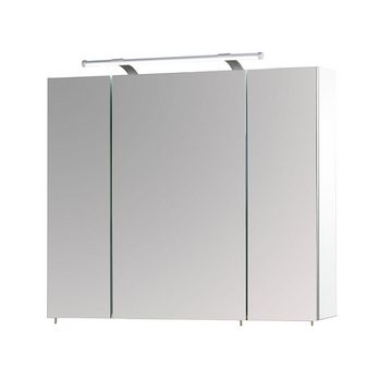 Lomadox Badmöbel-Set ARONA-04, (Spar-Set, 7-St), Badezimmer weiß Eiche Schränke Unterschrank Spiegelschrank Beleuchtung