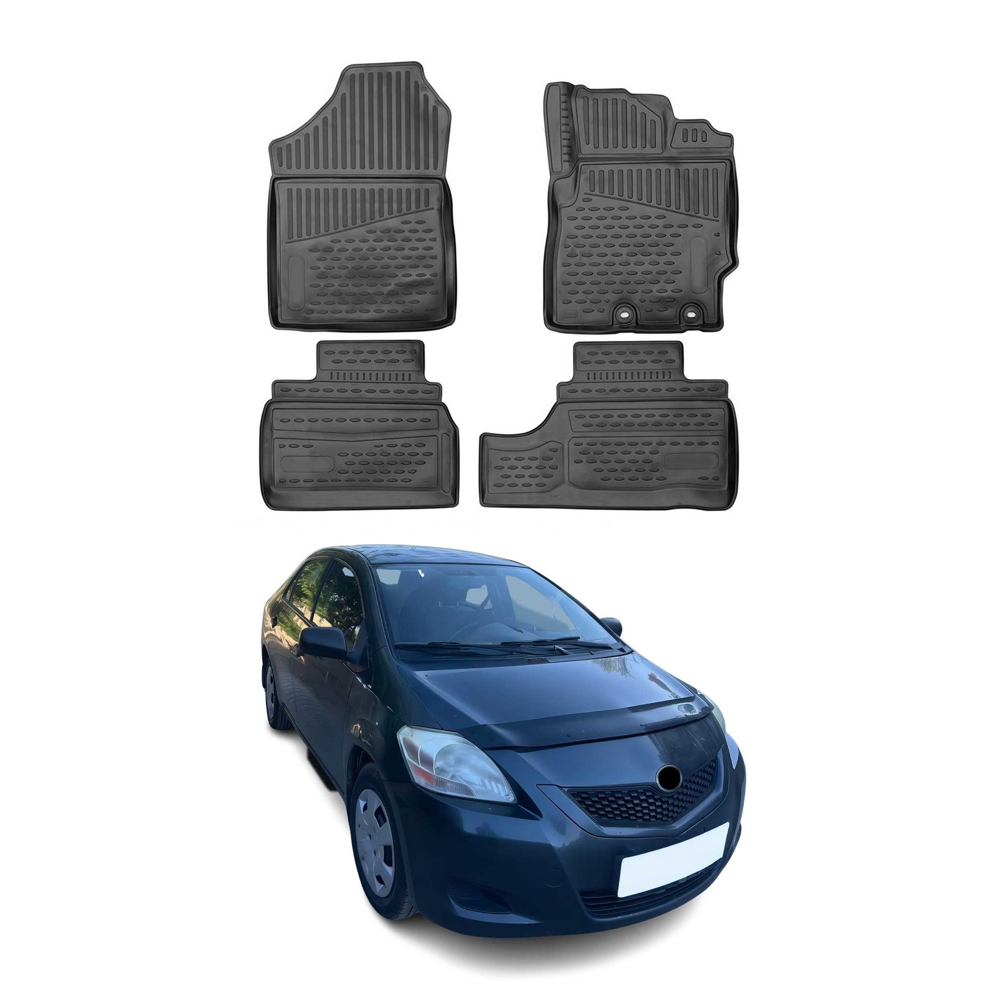 OMAC Auto-Fußmatten für Toyota Yaris 2011-2022 RHD Schwarz 4 tlg TPE (4 St), für Toyota Yaris 2011-2022 RHD Toyota Yaris 2011-2022 RHD, Antirutsch,Wasserfest,Einfache Installation