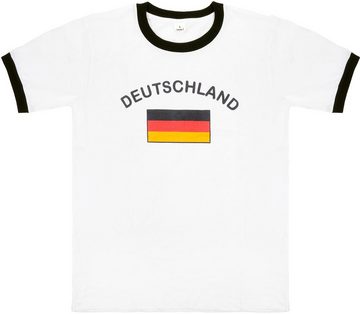 BRUBAKER T-Shirt Deutschland Shirt Weltmeisterschaft Unisex (Stadion Trikot aus Baumwolle als Fan Geschenk, 1-tlg., mit Germany Flagge - Weiß) EM 2024 T-Shirt für Herren und Damen