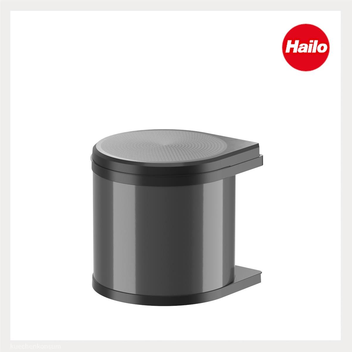 Hailo Einbaumülleimer Hailo Abfallsammler 3512071 Mono 12 Liter Dunkelgrau Schwarz, für Schrankbreite ab 400 mm mit Drehtür