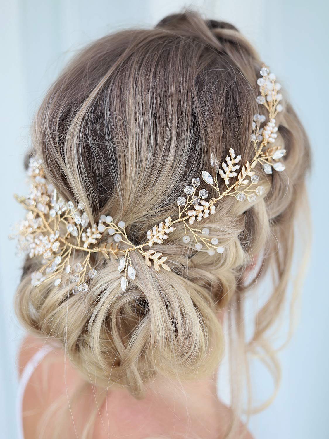 KSYLH Diadem Gold Braut Haarschmuck Hochzeit Blume Kristall, Stirnbänder  Haarband Diadem Tiara