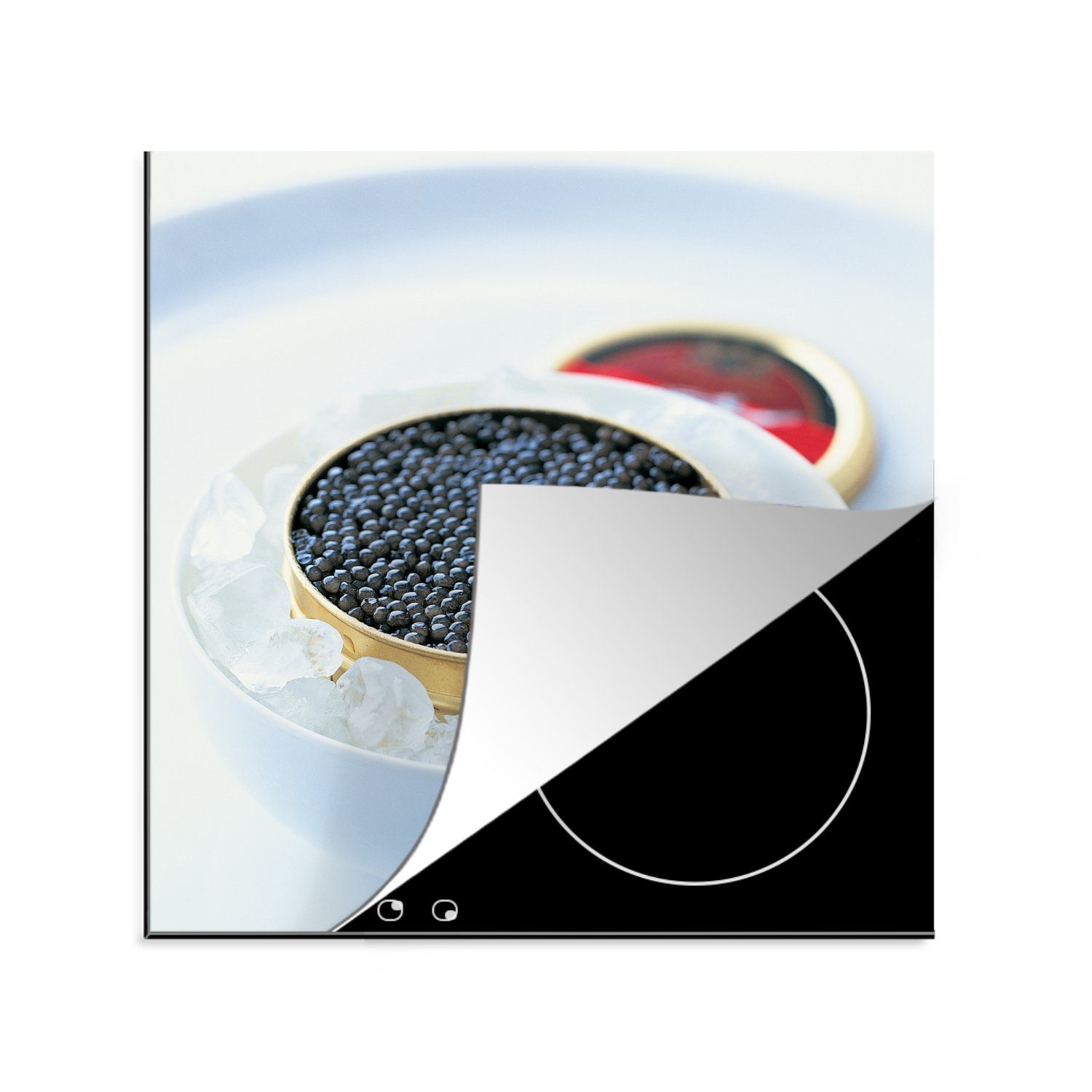 MuchoWow Herdblende-/Abdeckplatte Schale mit Kaviar, Vinyl, (1 tlg), 78x78 cm, Ceranfeldabdeckung, Arbeitsplatte für küche | Herdabdeckplatten