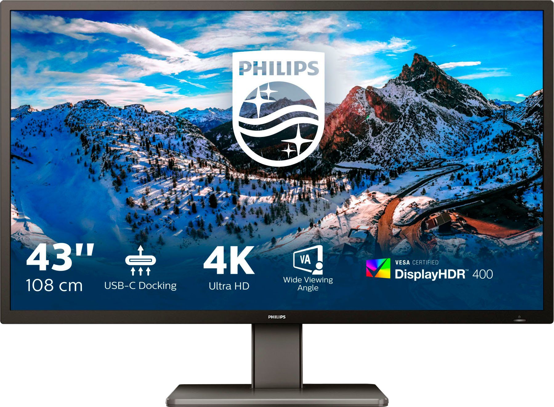 Philips 439P1/00 Gaming-Monitor (108 cm/42,5 ", 3840 x 2160 px, 4K Ultra HD, 4 ms Reaktionszeit, 60 Hz, VA LCD)