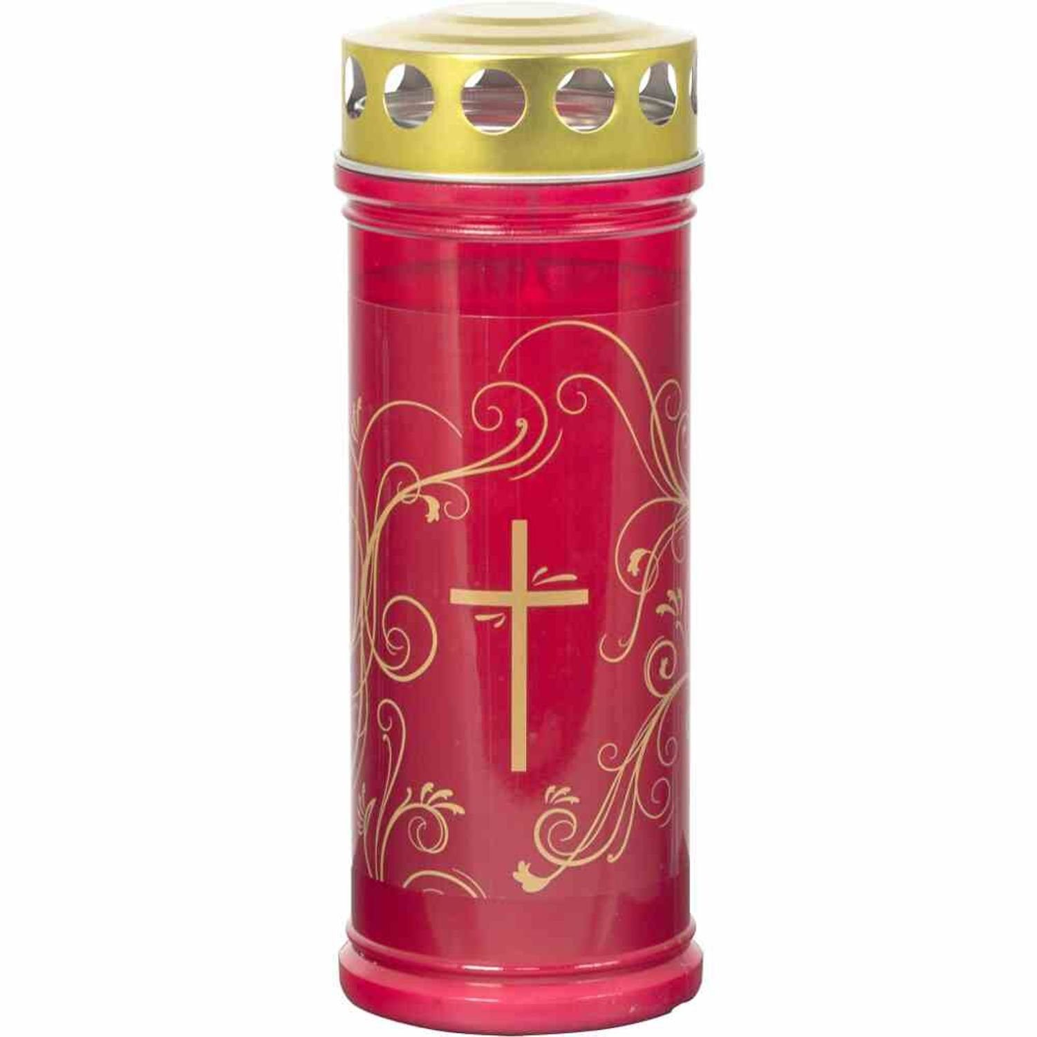 JEKA Grabkerze Gedenkkerze rot mit Ornament 7 Tage
