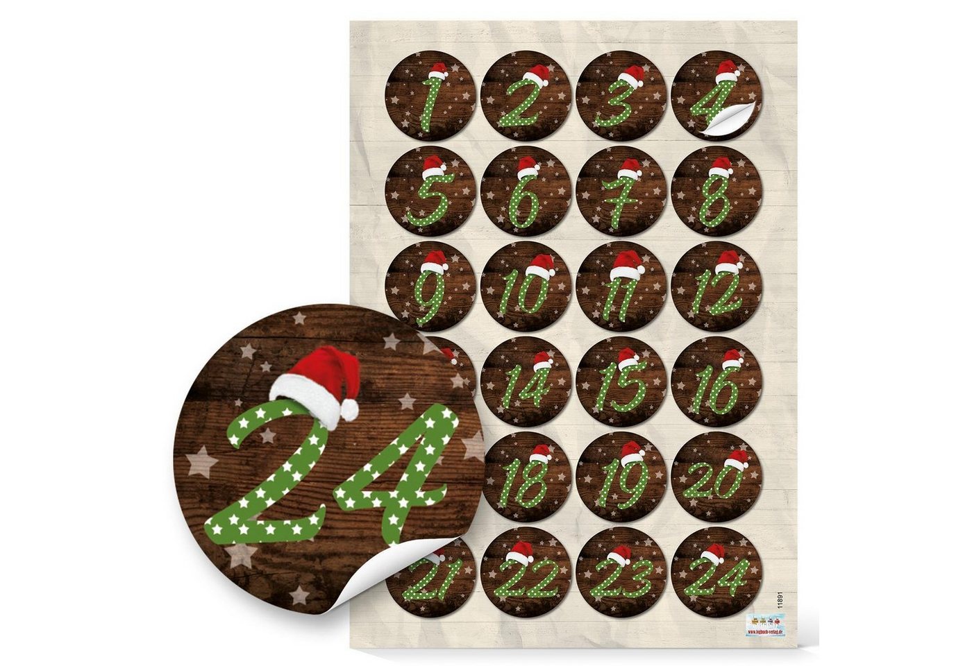 Thumbnail - Logbuch-Verlag Countdown Kalender Weihnachtskalenderzahlen Set - 4 x 24 Aufkleber, Adventskalenderzahlen Set zum Basteln...