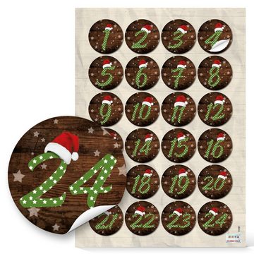 Logbuch-Verlag Countdown Kalender Weihnachtskalenderzahlen Set - 4 x 24 Aufkleber, Adventskalenderzahlen Set zum Basteln von DIY Adventskalendern