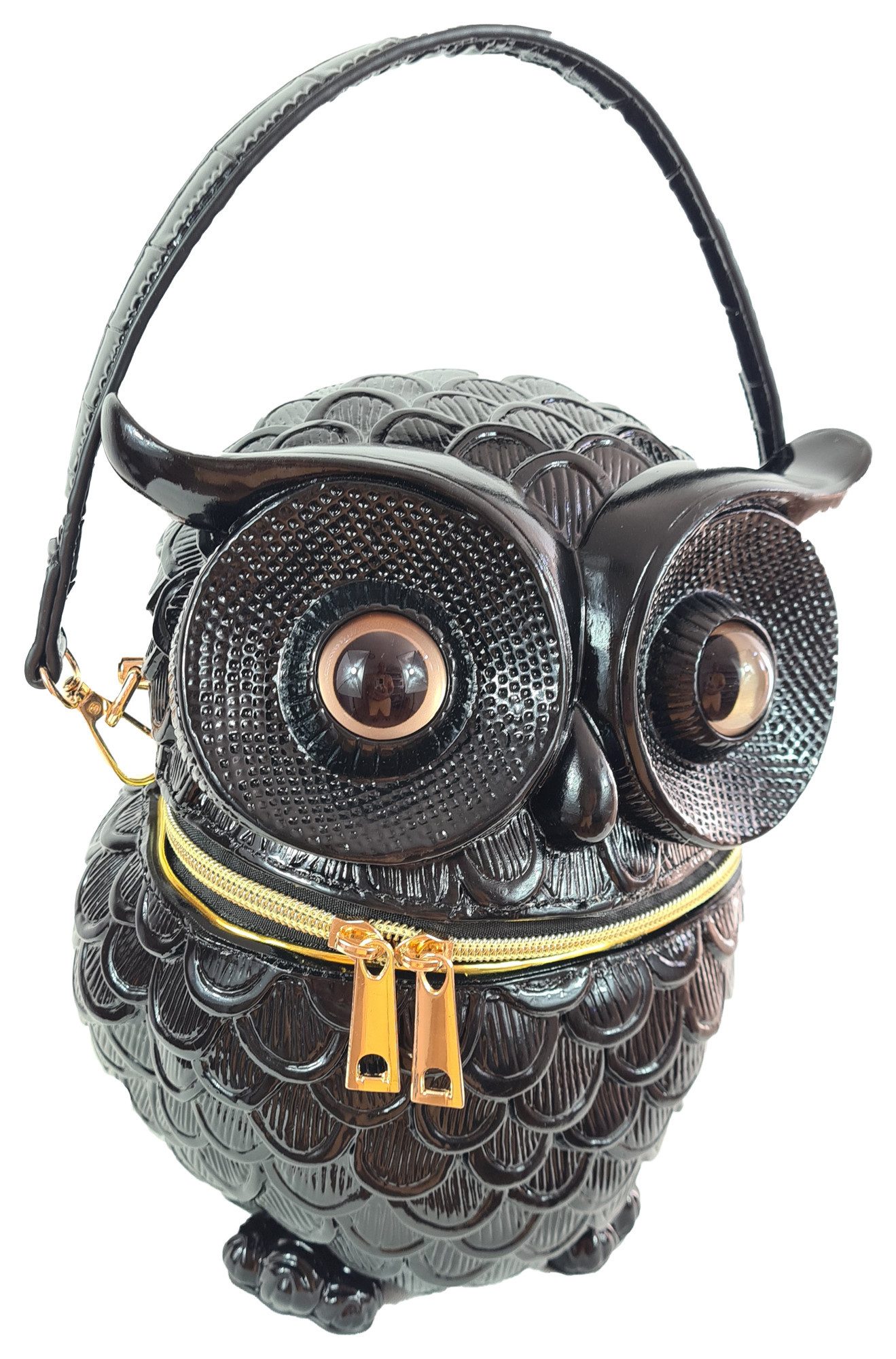 Einkaufszauber Schultertasche Designer Handtasche Eule Schwarz, Handtasche in Form einer Eule