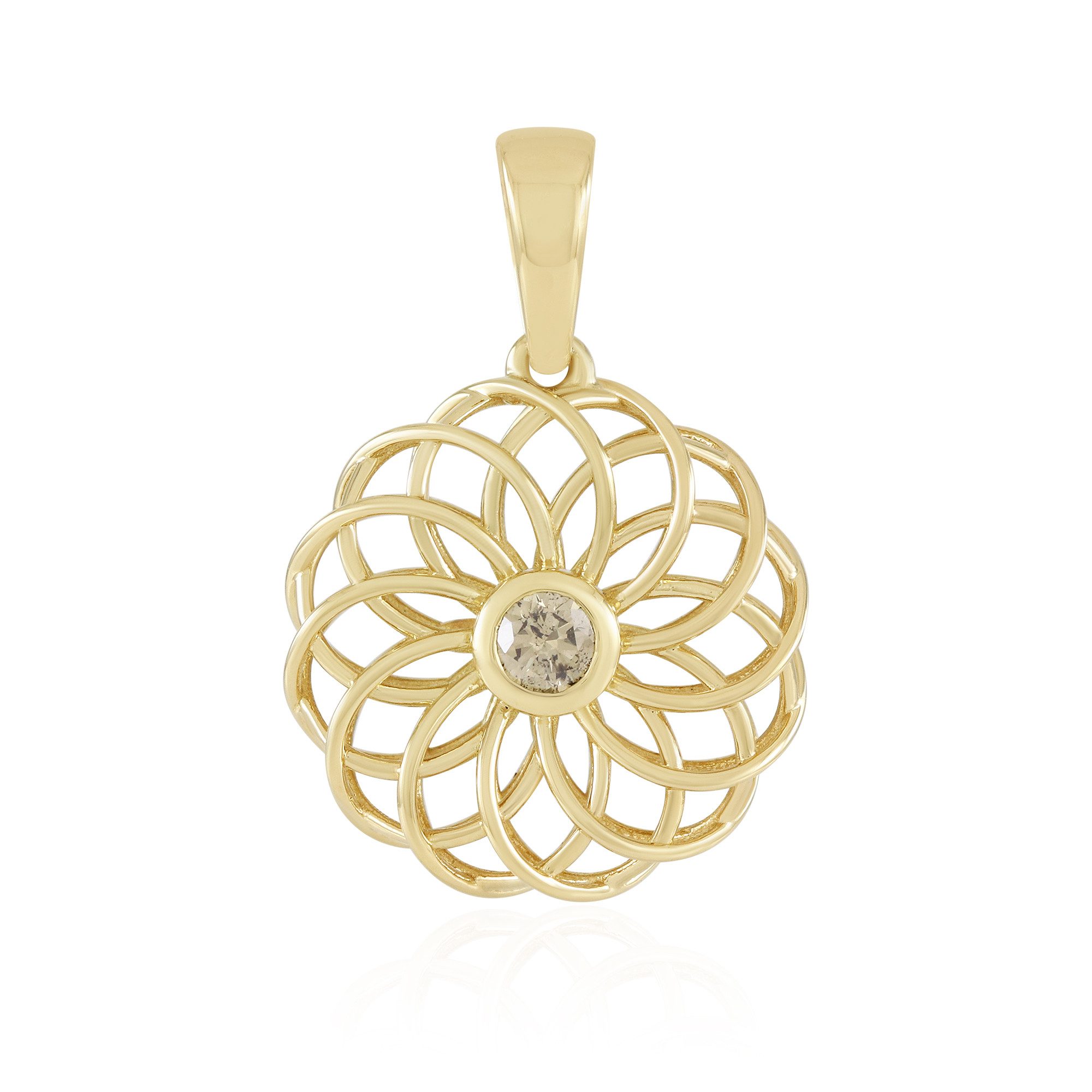 Cavill Kettenanhänger Champagner Diamant Anhänger 0,099 ct, 925er Sterling vergoldet, floral (1-tlg)