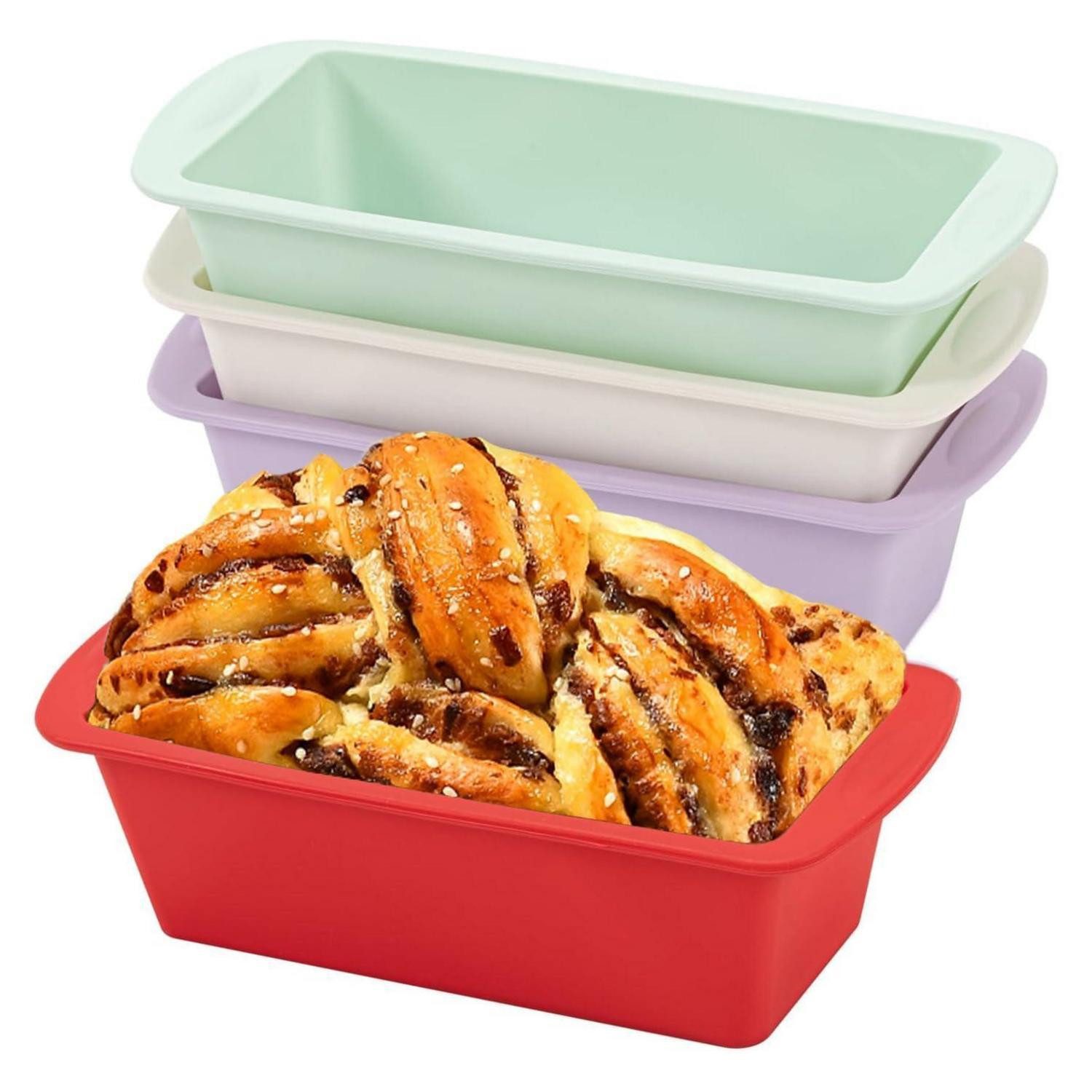 LuxusKollektion Brotbackform Mini Brotbackform Silikon 4er Set Rechteckig, (4-tlg)