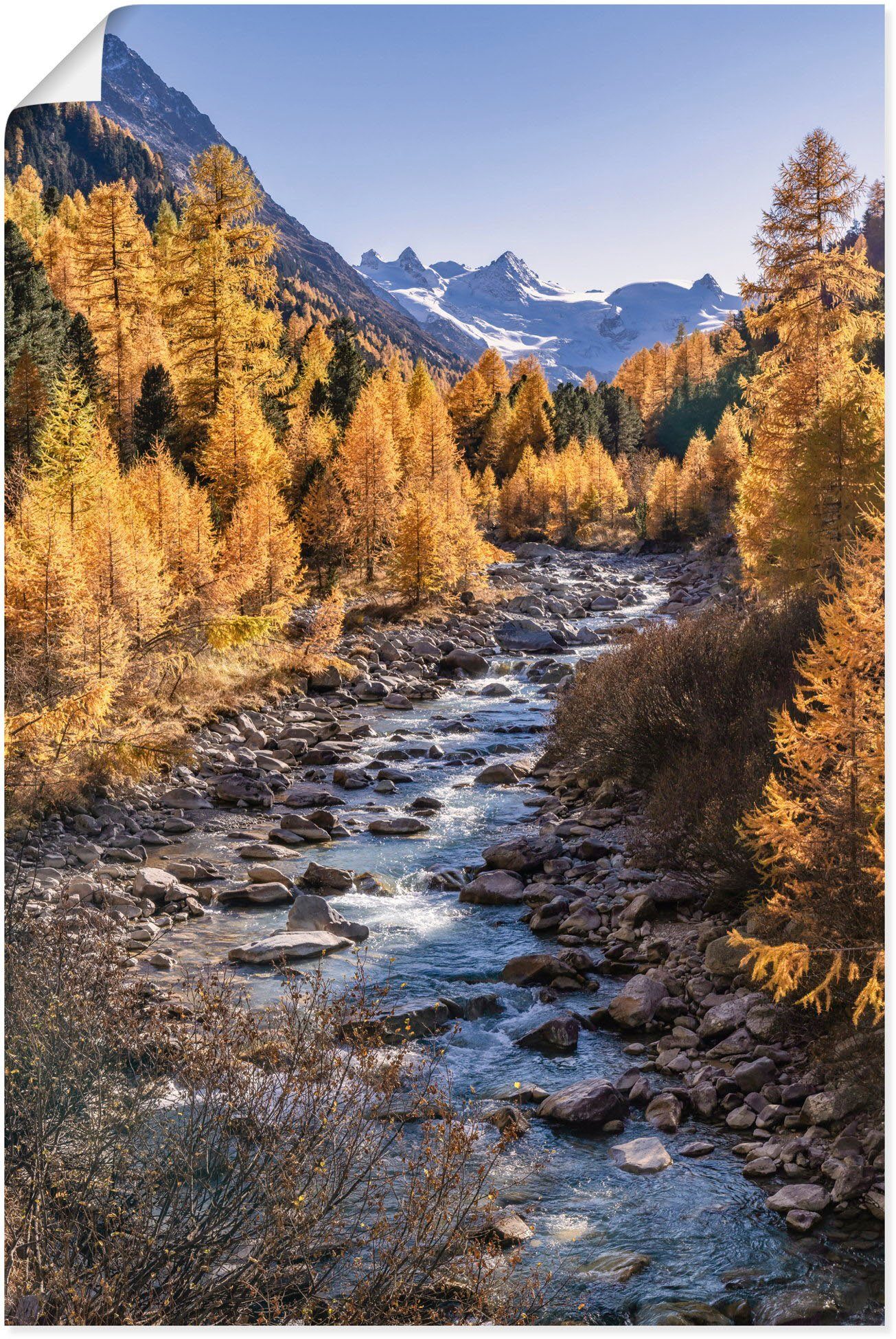 oder Poster Bilder St), im Oberengadin, versch. Alubild, als Jahreszeiten Leinwandbild, Herbst Artland (1 Vier in Wandaufkleber Wandbild Größen