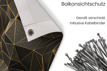 MuchoWow Balkonsichtschutz Abstrakt - Gold - 3D - Luxus - Kunst (1-St) Balkonbanner, Sichtschutz für den Balkon, Robustes und wetterfest
