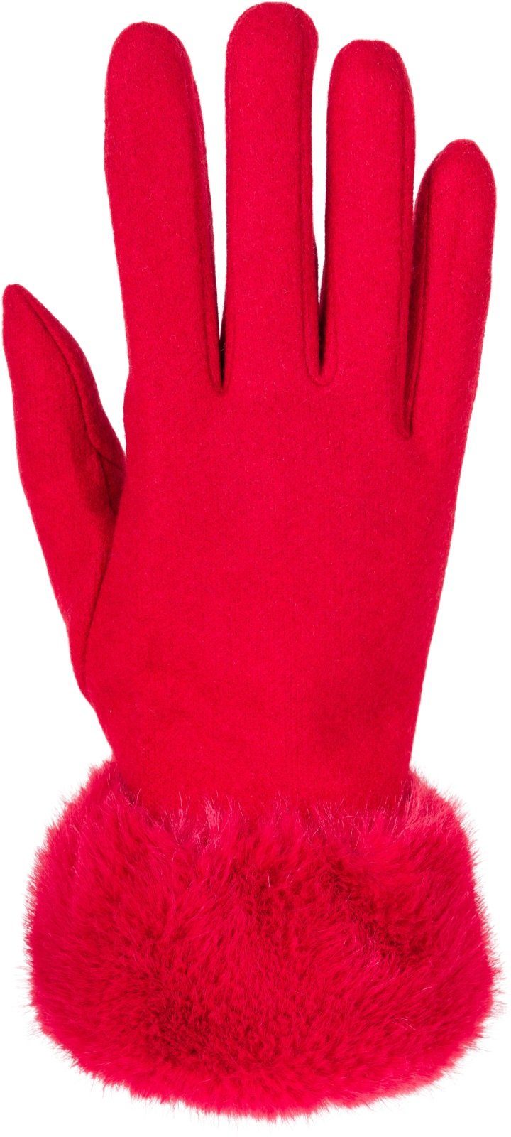 Unifarbene Handschuhe Touchscreen Fleecehandschuhe Kunstfell mit styleBREAKER Rot