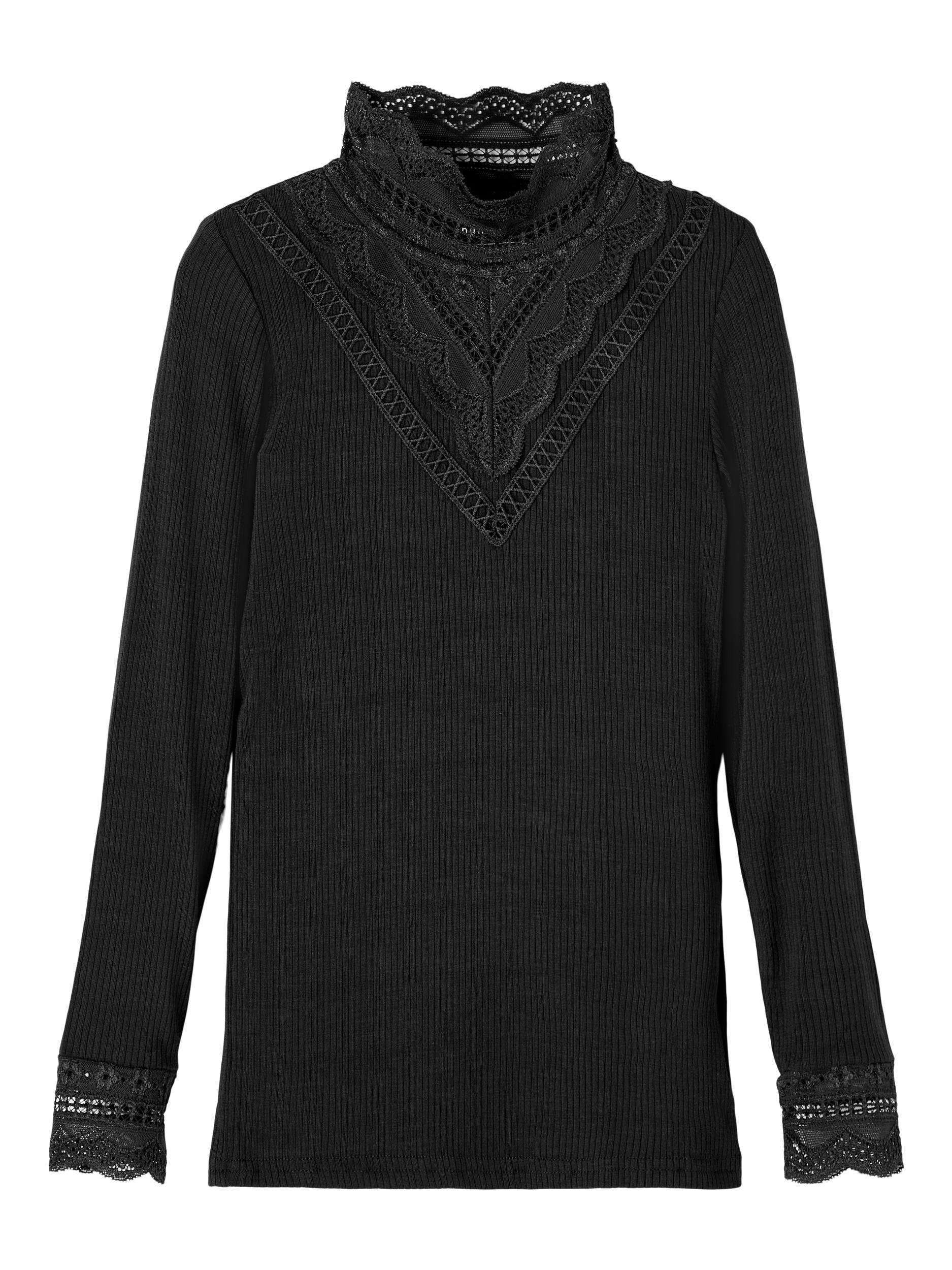 Longsleeve Name It Mädchen Longsleeve mit Spitzen-Details
