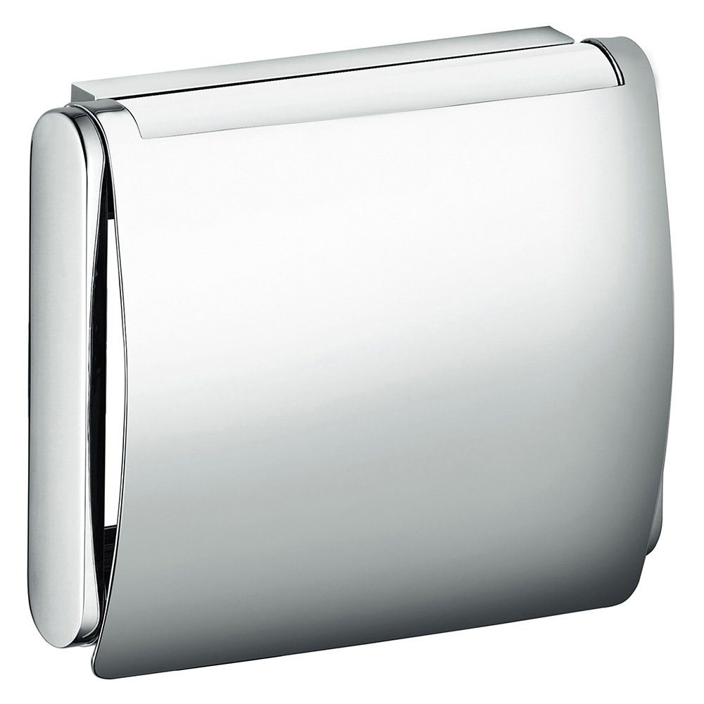 Keuco Toilettenpapierhalter Plan mit offenem Bügel, schwenkbar, mit Deckel, Metall verchromt, Made in Germany, Wandmontage