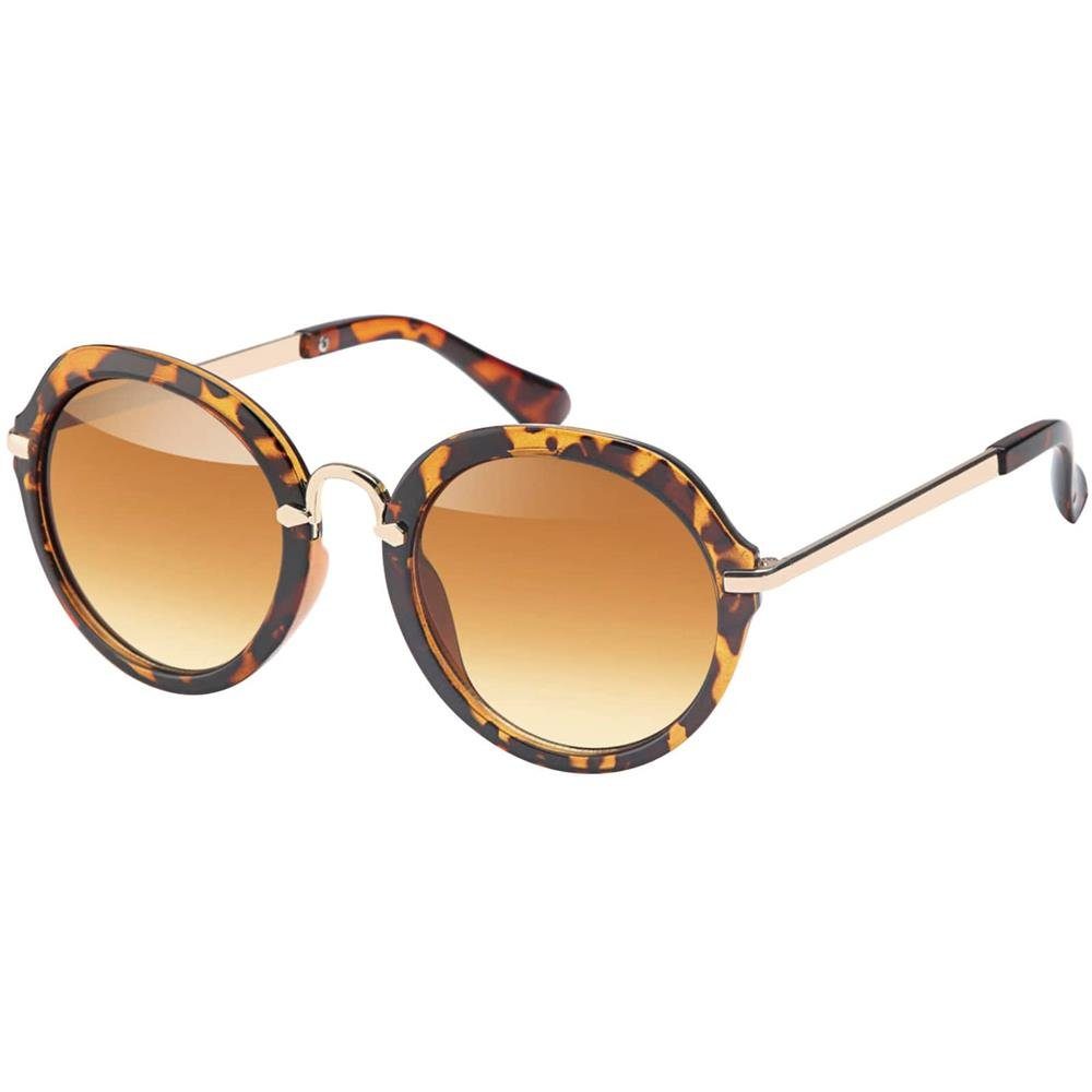 BEZLIT Eyewear Retrosonnenbrille Rundglas Designer Damen Sonnenbrille (1-St) mit Leo Optik Braun Leopard