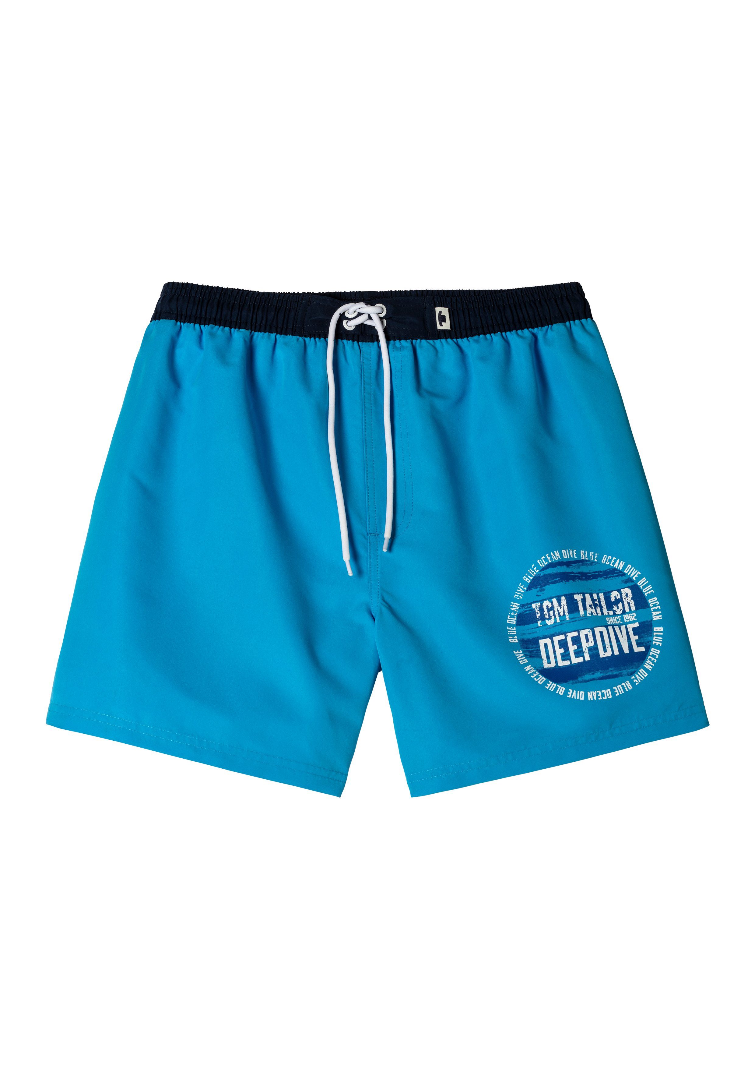 TAILOR Unifarben Badeshorts blau in trendigen TOM