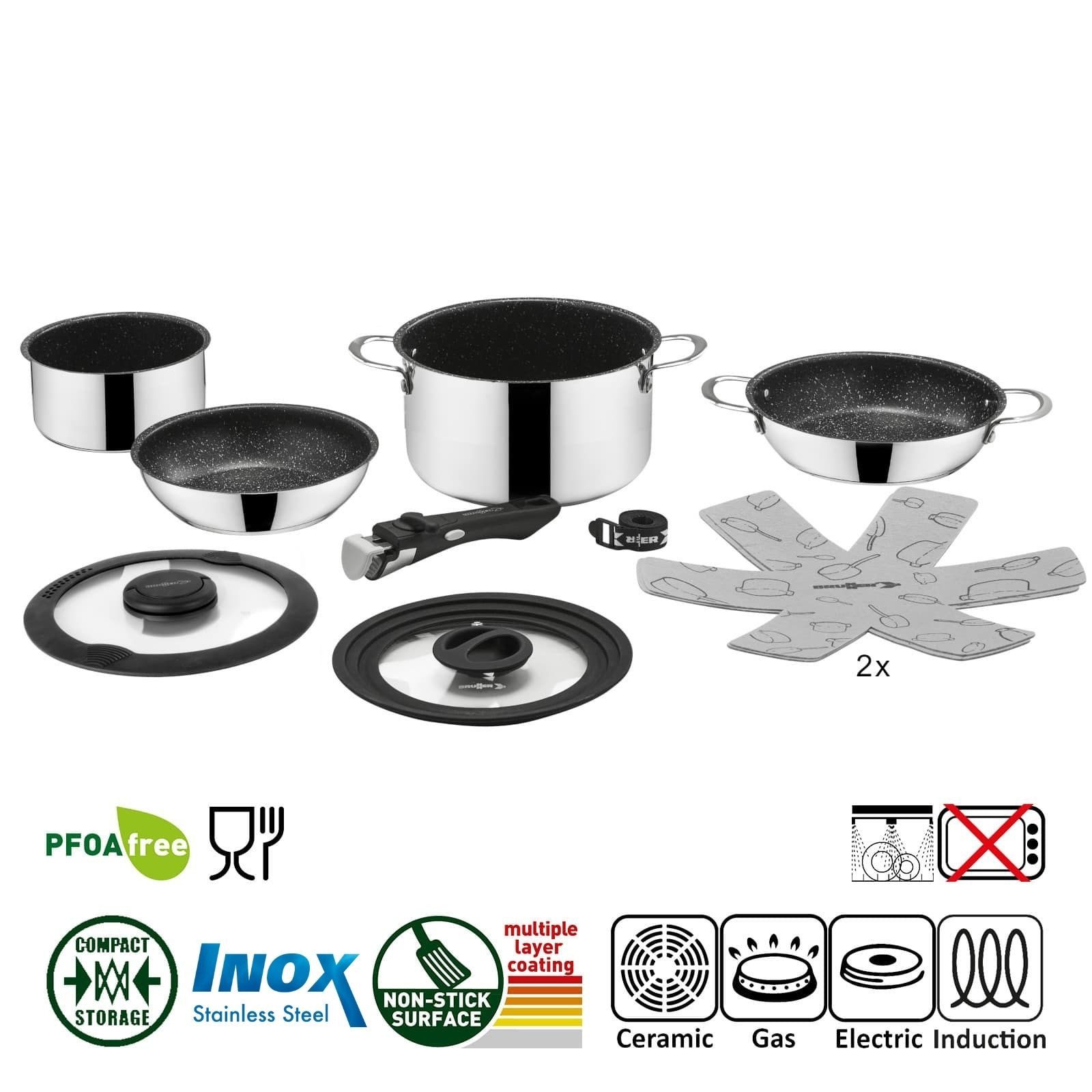 BRUNNER Topf-Set BRUNNER Camping Kochgeschirr Edelstahl ACADEMY NG Stapelbar, Leicht, (7-tlg)